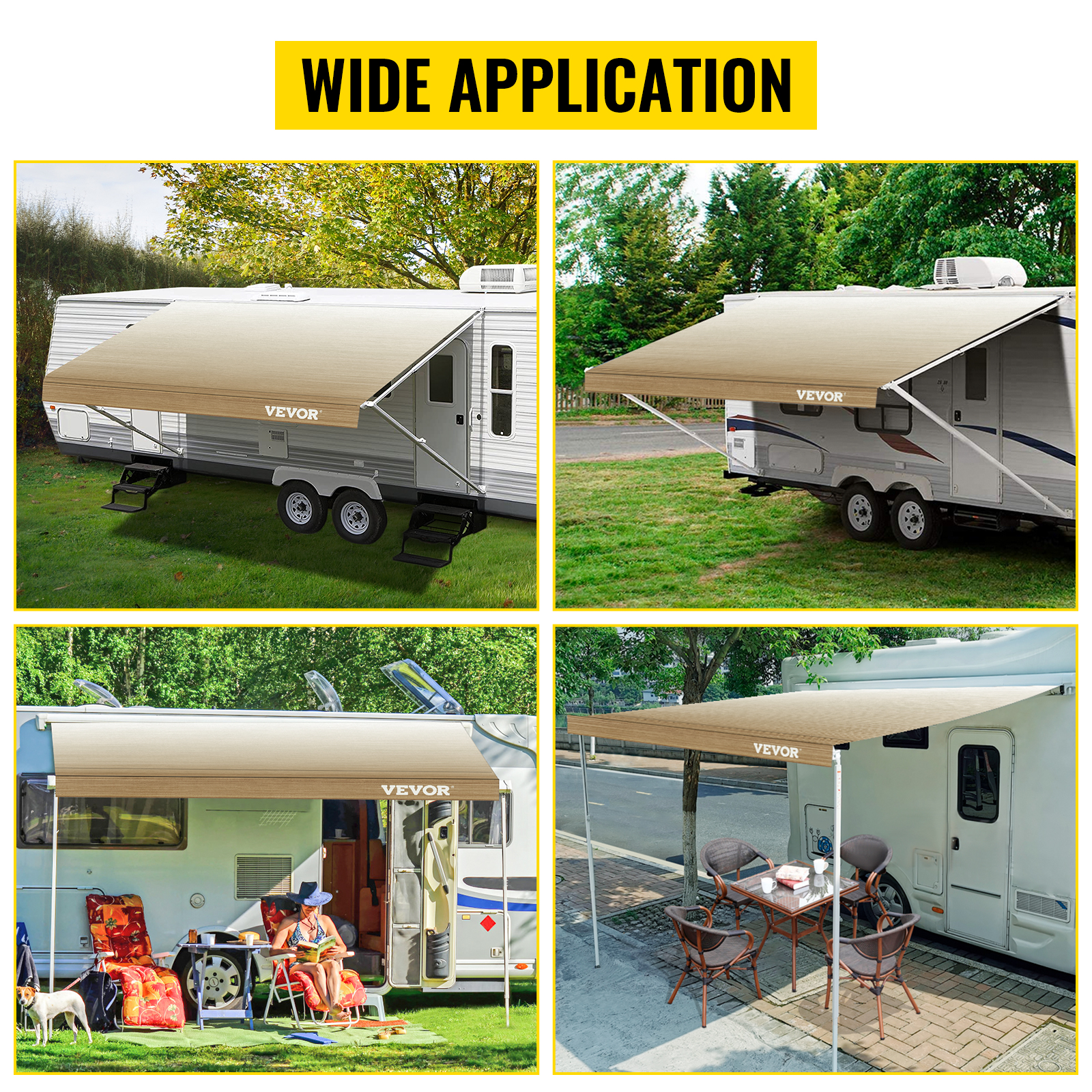 Auvent pare-soleil universel pour camping-car, van, camping-car, remorque,  auvent pour camping-car, noir