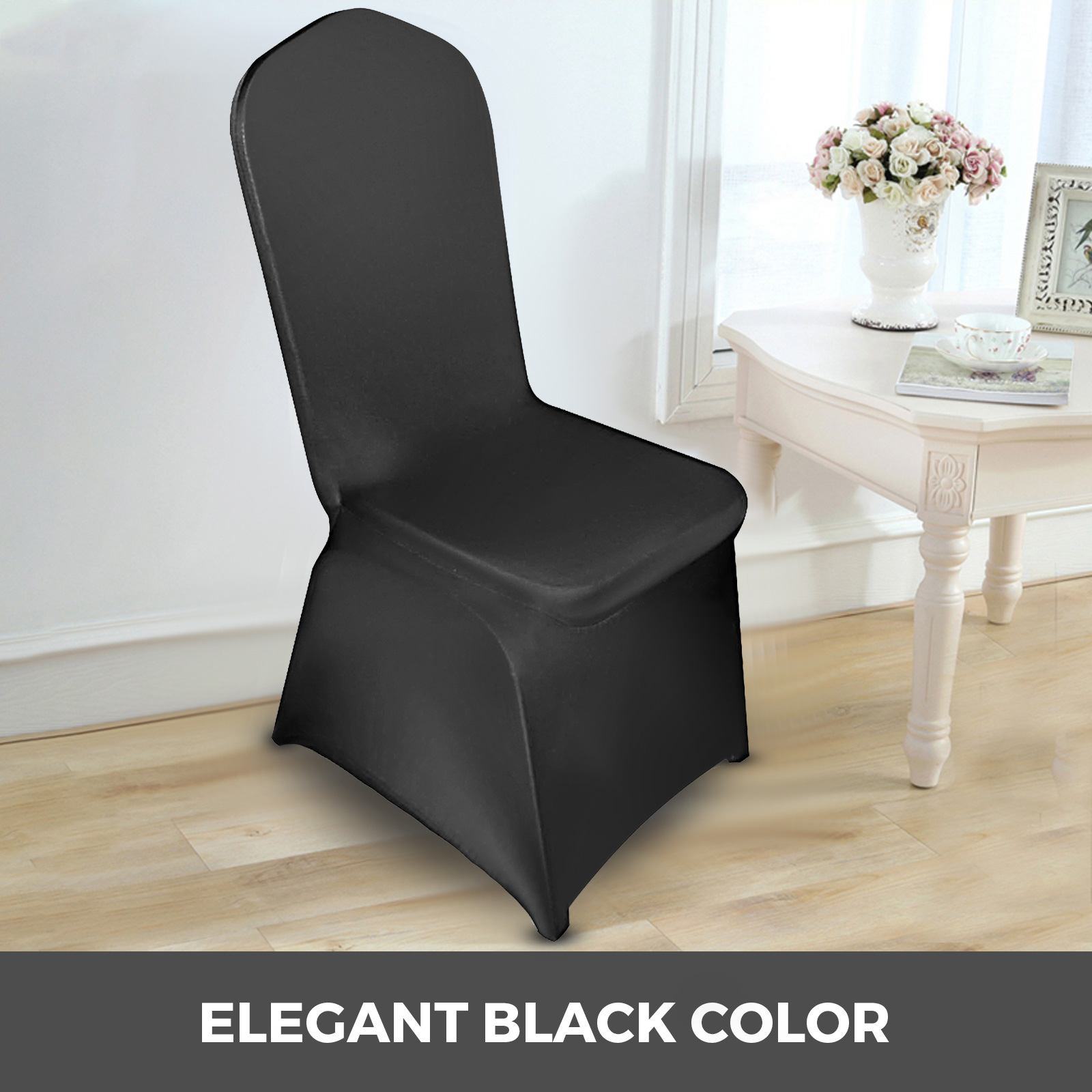 100/50 White/Black Cover Spandex Lycra Chair Cover Wedding Banquet Party Folding - Picture 36 of 119