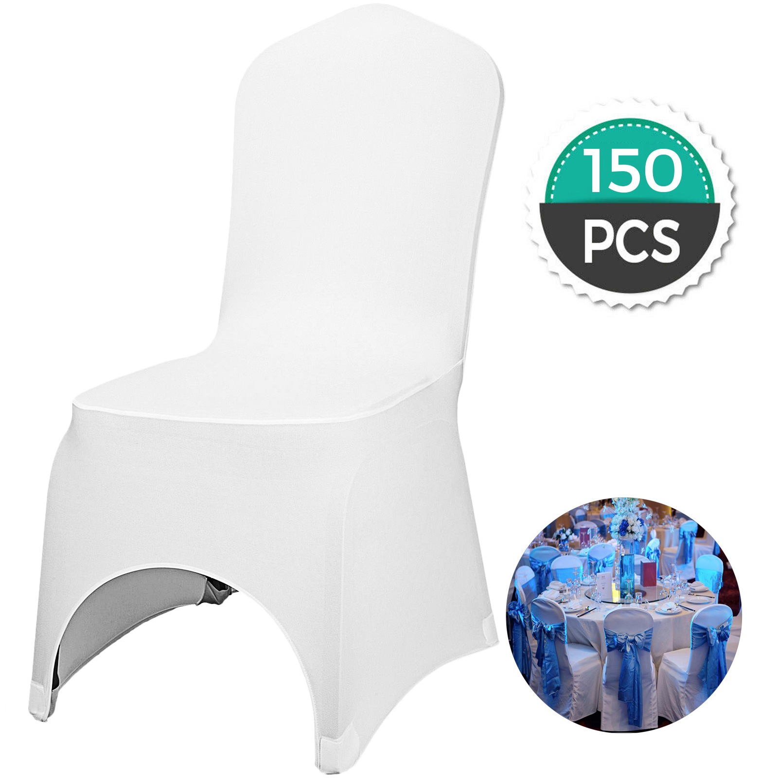 100/50 White/Black Cover Spandex Lycra Chair Cover Wedding Banquet Party Folding - Picture 101 of 119