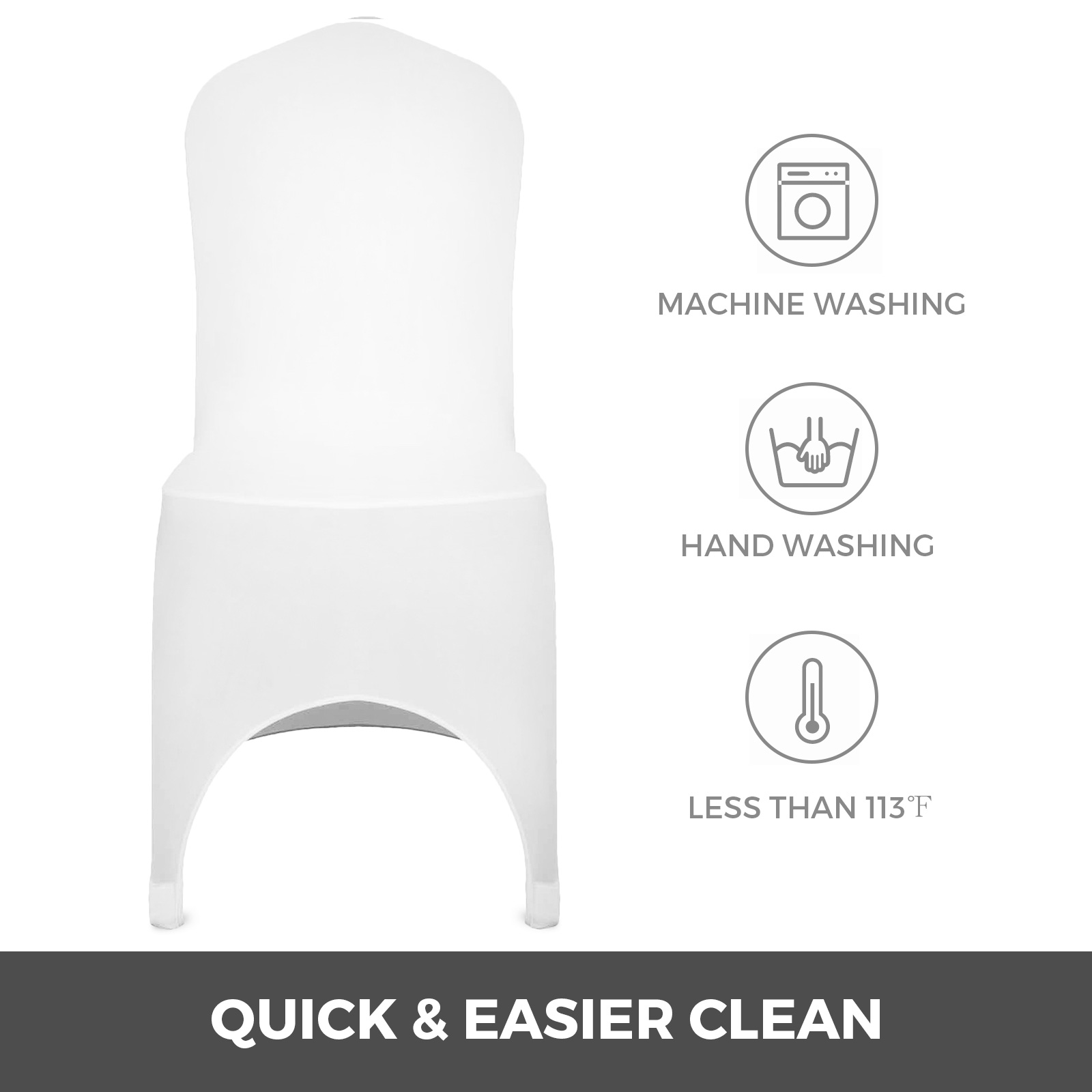 100/50 White/Black Cover Spandex Lycra Chair Cover Wedding Banquet Party Folding - Picture 106 of 119