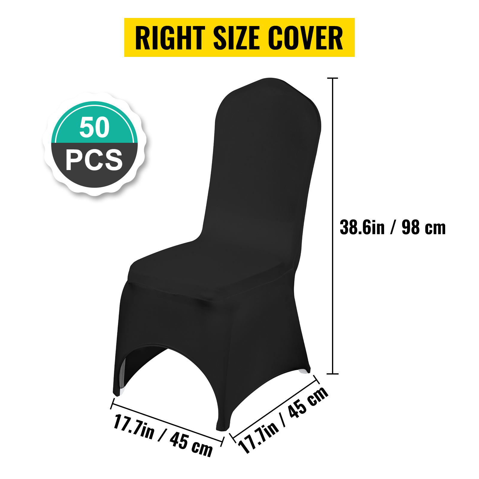 fliptrade 50 PCS Universal Black Chair Covers Stretch Spandex for