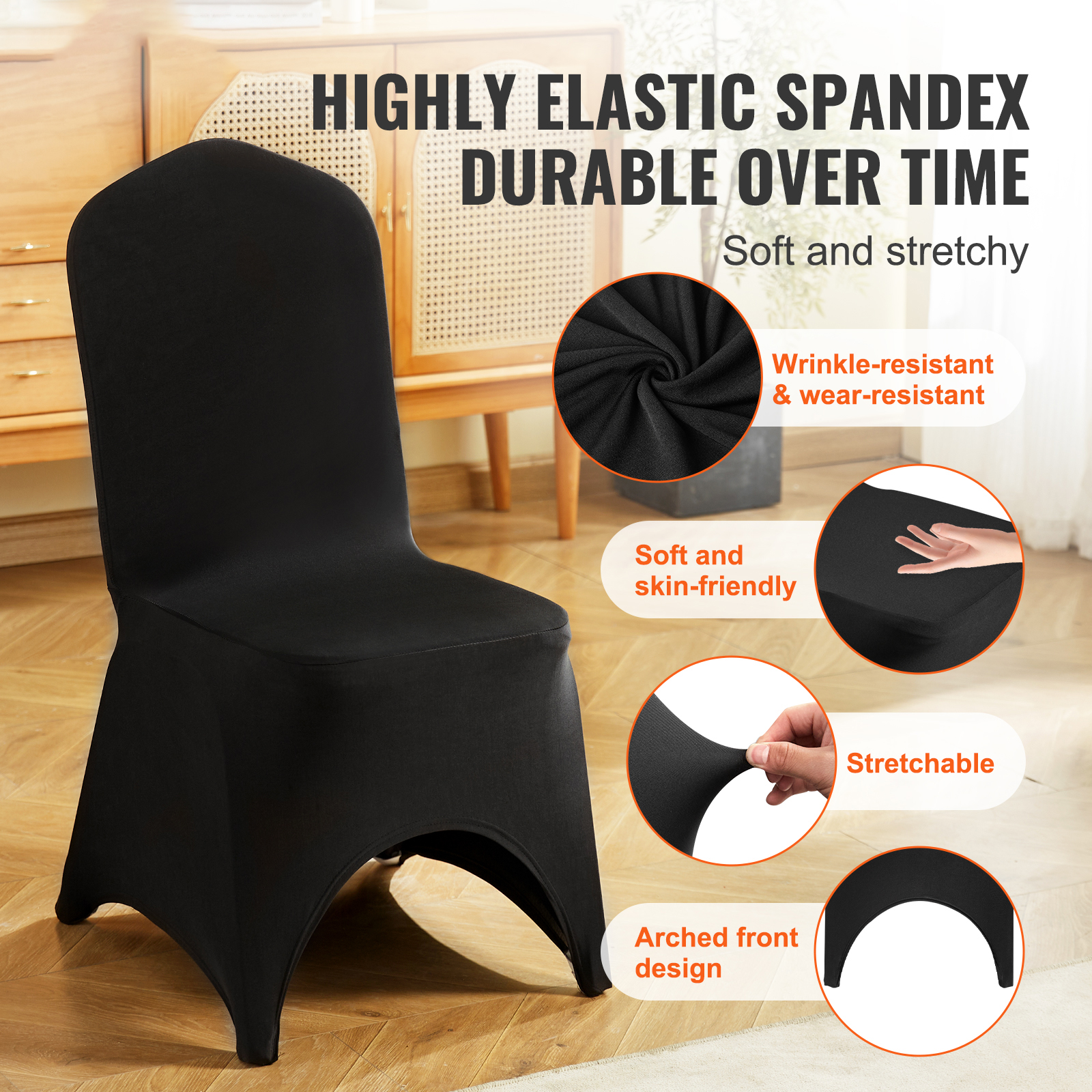Uimoso 100/50 White/Black Spandex Chair Cover Wedding Banquet Party Folding - Picture 59 of 119