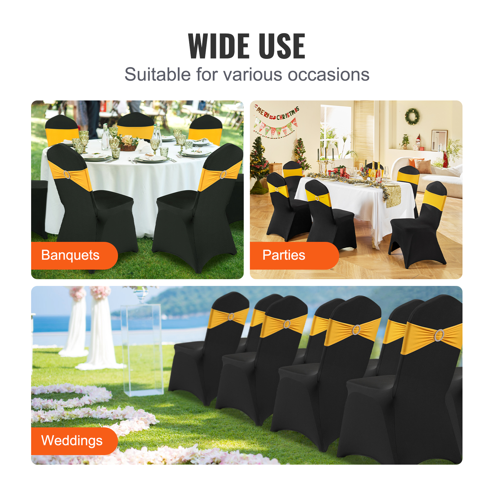 100/50 White/Black Cover Spandex Chair Cover Wedding Banquet Party Folding