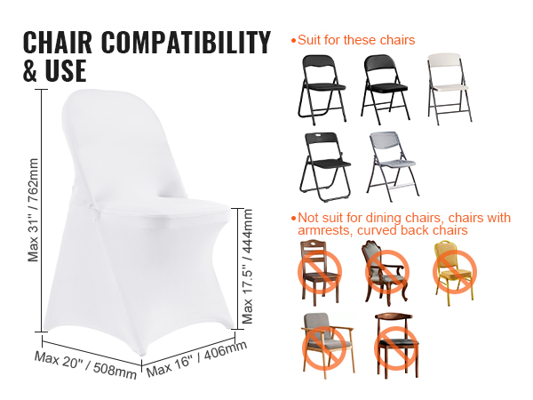 Housse blanche en spandex extensible pour chaise