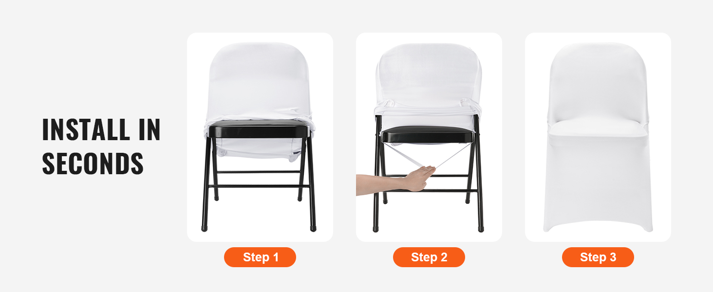 VEVOR White Stretch Spandex Chair Covers - 30 PCS, Folding Kitchen