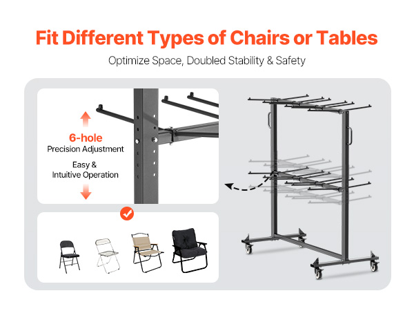 Folding Chair Rack Cart for 84 Chairs/ 12 Tables+42 Chairs of 800 LBS ...