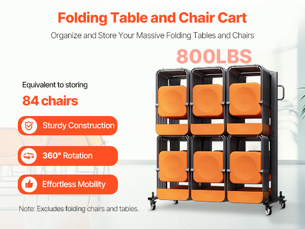Folding Chair Rack Cart for 84 Chairs/ 12 Tables+42 Chairs of 800 LBS ...