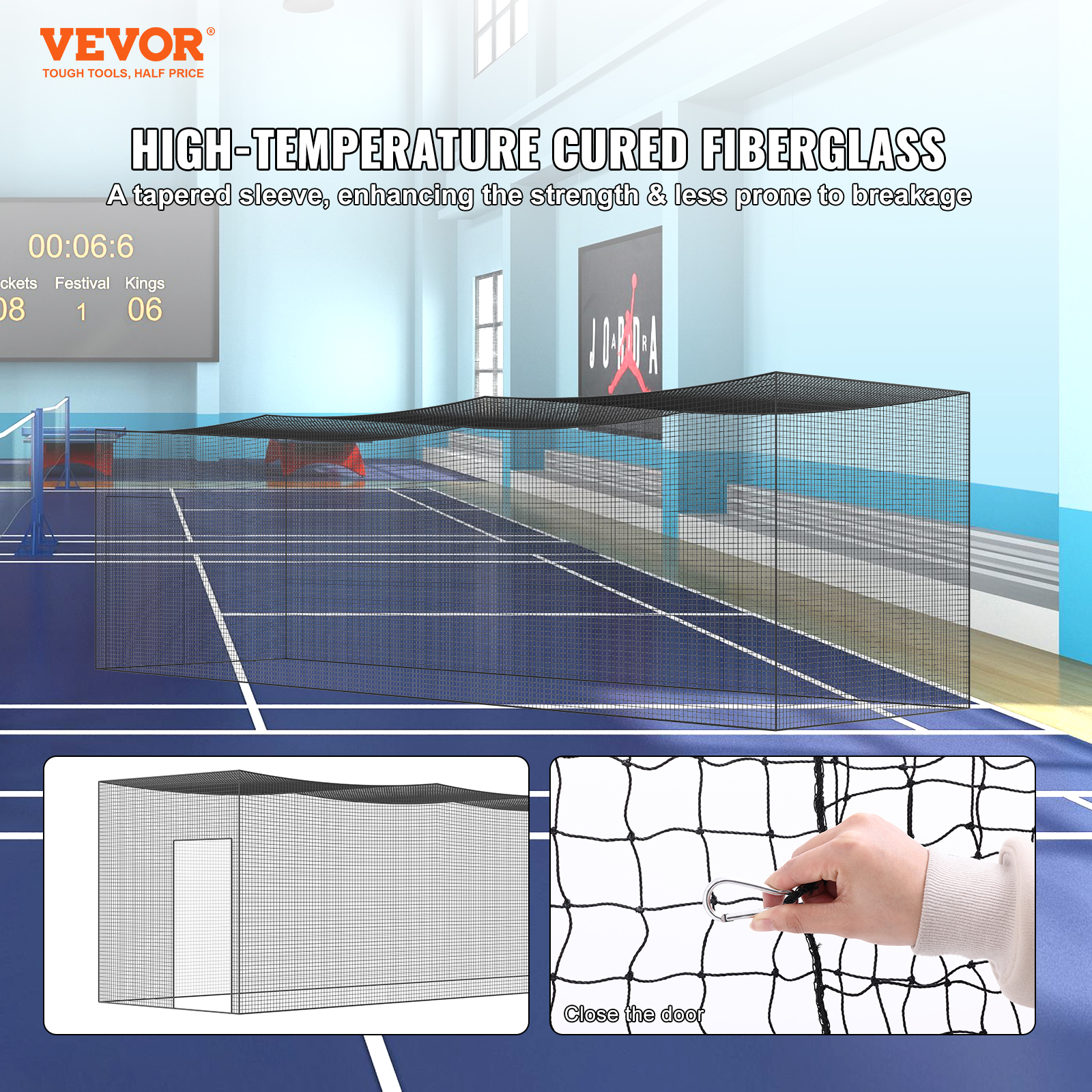 VEVOR 35/55/70 FT Softball Baseball Cage Netting Heavy PE Pitching Batting Net