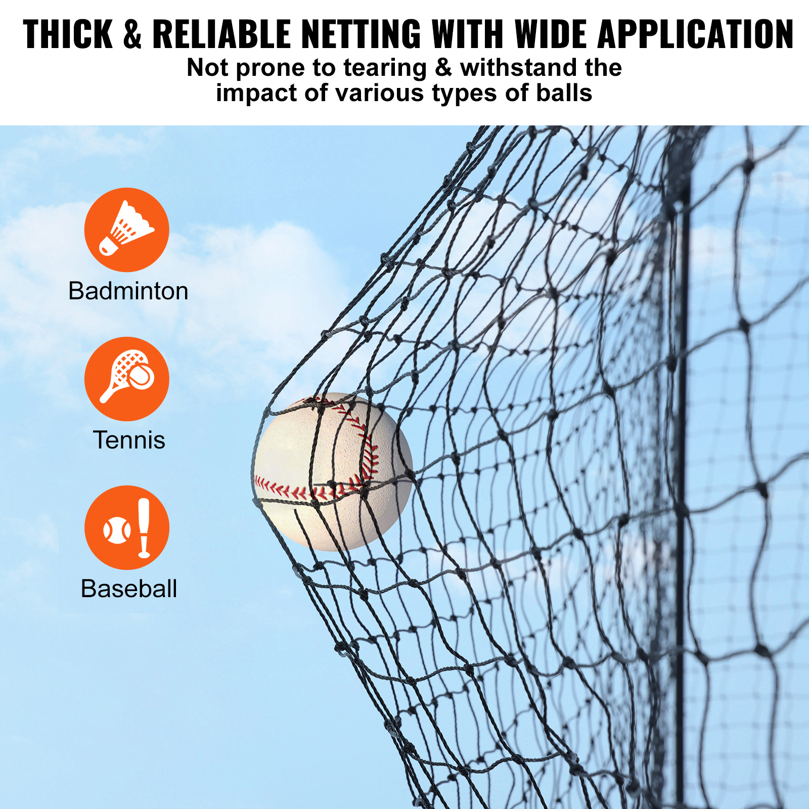 Uimoso 35/55/70 FT Softball Baseball Cage Netting Heavy PE Pitching Batting Net - Picture 15 of 48