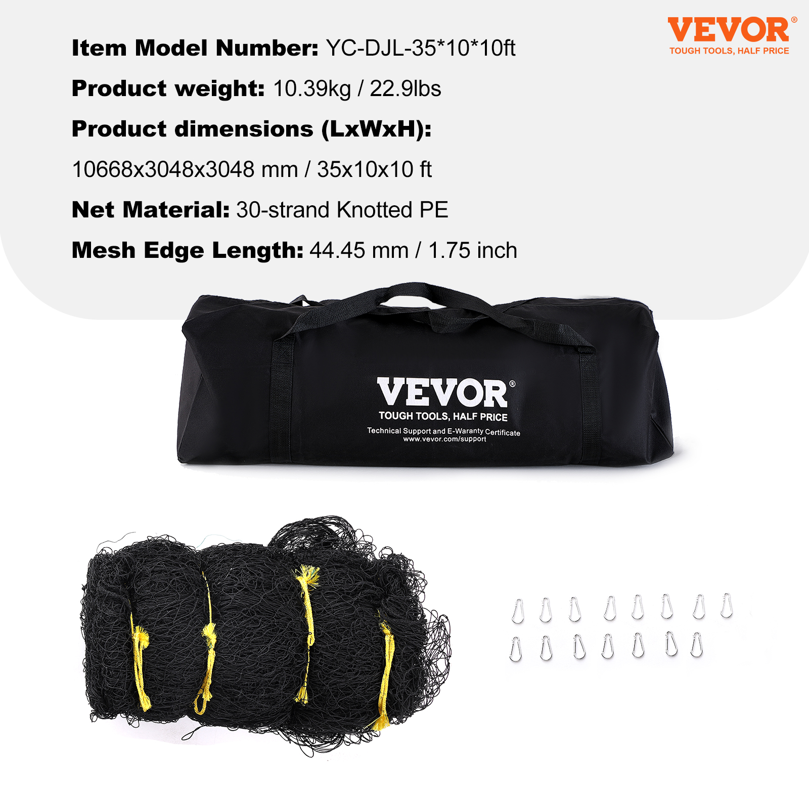 VEVOR 35/55/70 FT Softball Baseball Cage Netting Heavy PE Pitching Batting Net