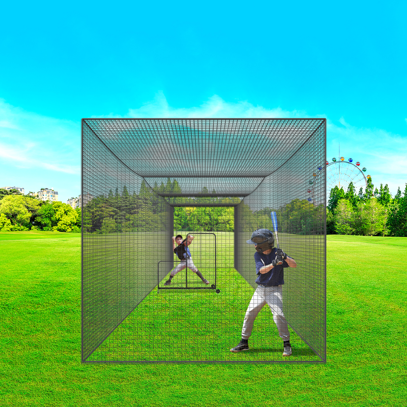 VEVOR 35/55/70 FT Softball Baseball Cage Netting Heavy PE Pitching Batting Net