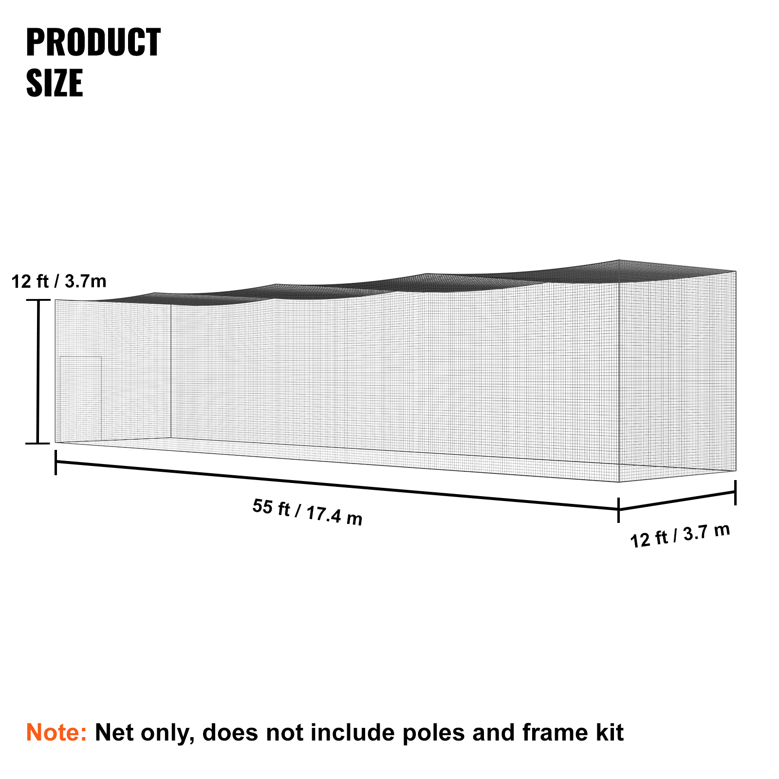 Uimoso 35/55/70 FT Softball Baseball Cage Netting Heavy PE Pitching Batting Net - Picture 30 of 48