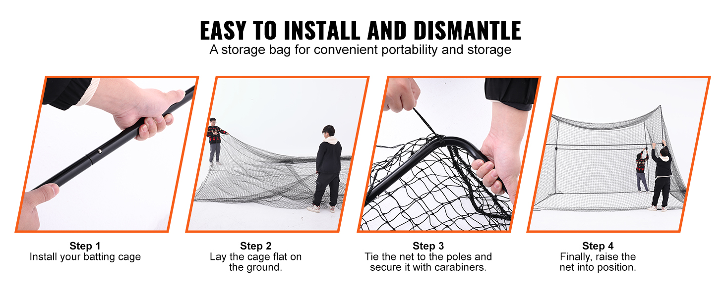 VEVOR VEVOR Baseball Batting Netting, Professional Softball Baseball  Batting Hitting Training Net, Practice Portable Pitching Cage Net with Door  & Carry Bag, Heavy Duty Enclosed PE Netting, 70FT (NET ONLY)