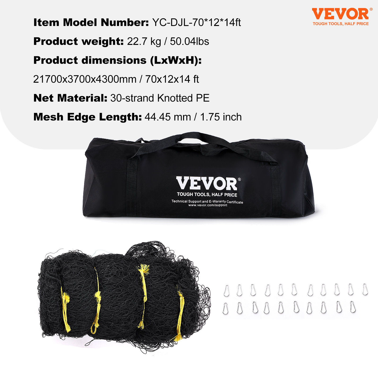 VEVOR 35/55/70 FT Softball Baseball Cage Netting Heavy PE Pitching Batting Net