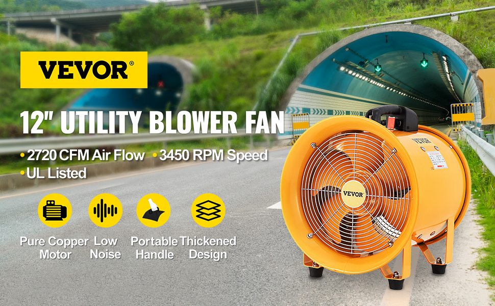 VEVOR Utility Blower Fan 10 Inch Portable Ventilator High Velocity