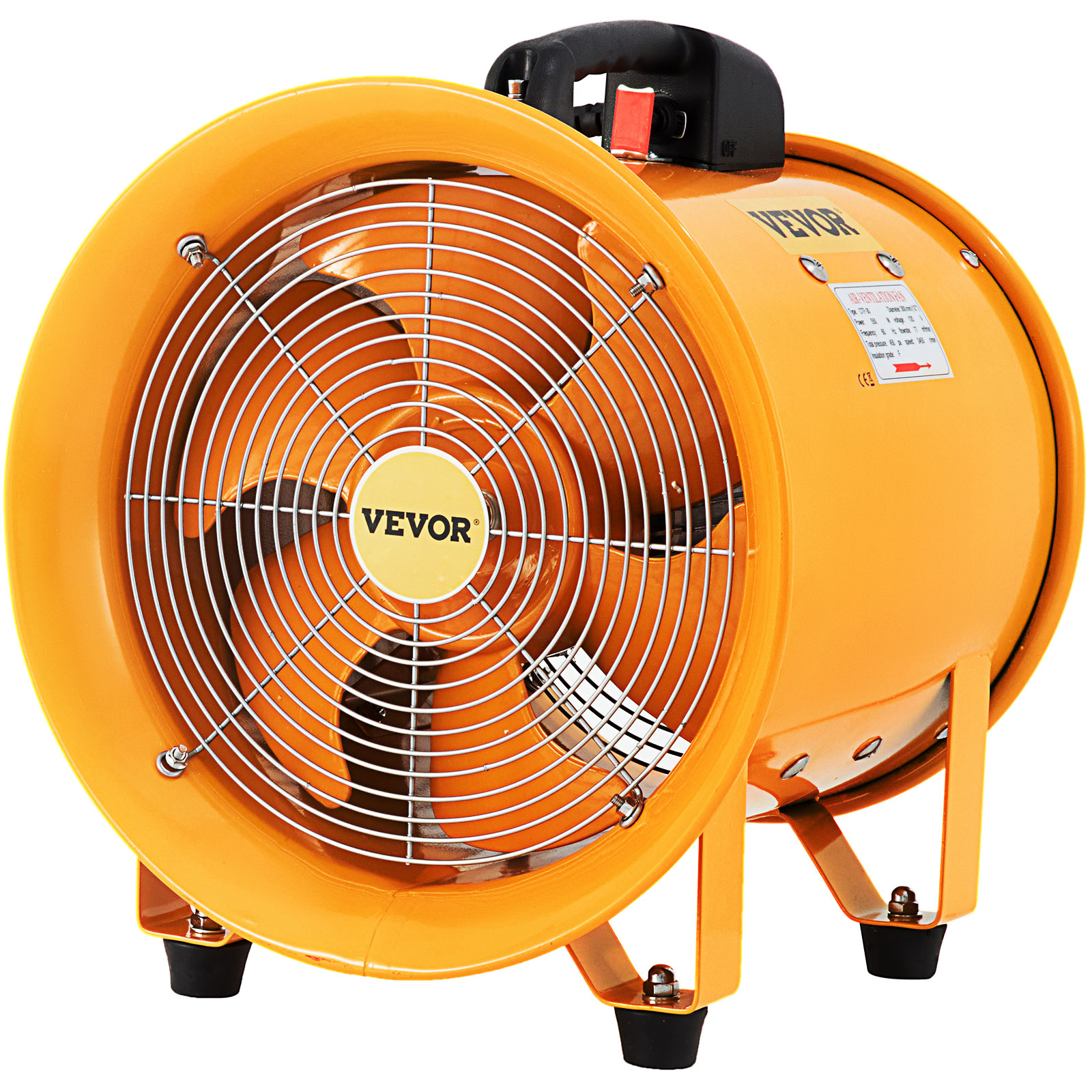 VEVOR Industrie Abluftventilator 300 mm Hochleistungs Axialventilator, 3900  m3 / h Axialgebläse, 500 W Axiallüfter mit 2 m Schlauch, 2920 RPM
