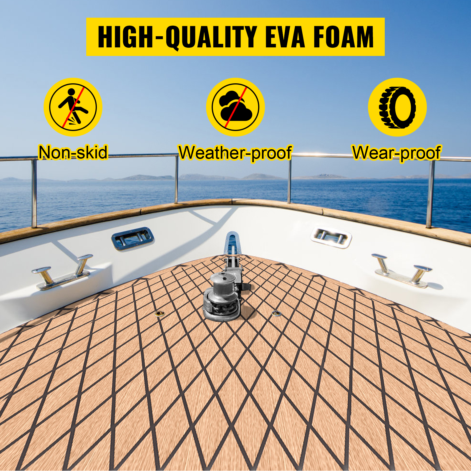 75" x 27" EVA Foam Marine Boat Flooring Teak Decking Sheet Pad VEVOR US