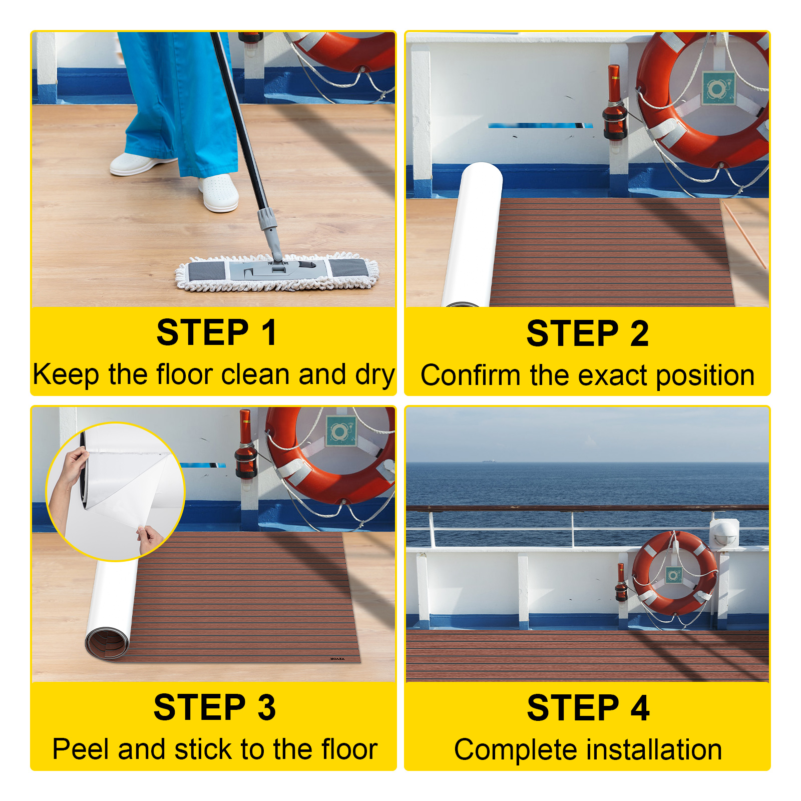 VEVOR EVA Foam Faux Teak Boat Deck Sheet Floor Pad Mat 94 x 47/94 x 35/