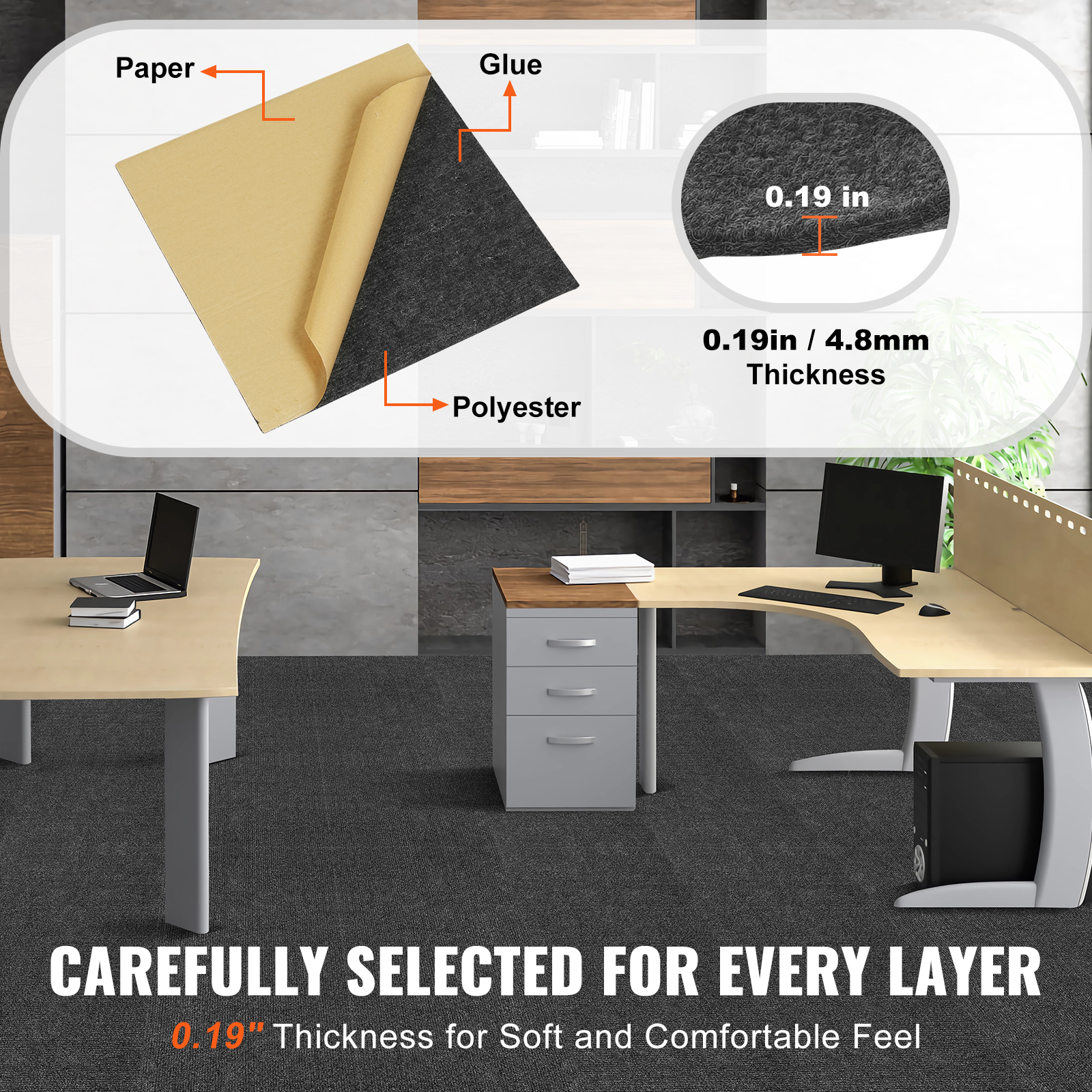 Peel and Stick Carpet Tile Self Adhesive Floor 12/16/20/24pcs 20x20 24x24" - Picture 17 of 86