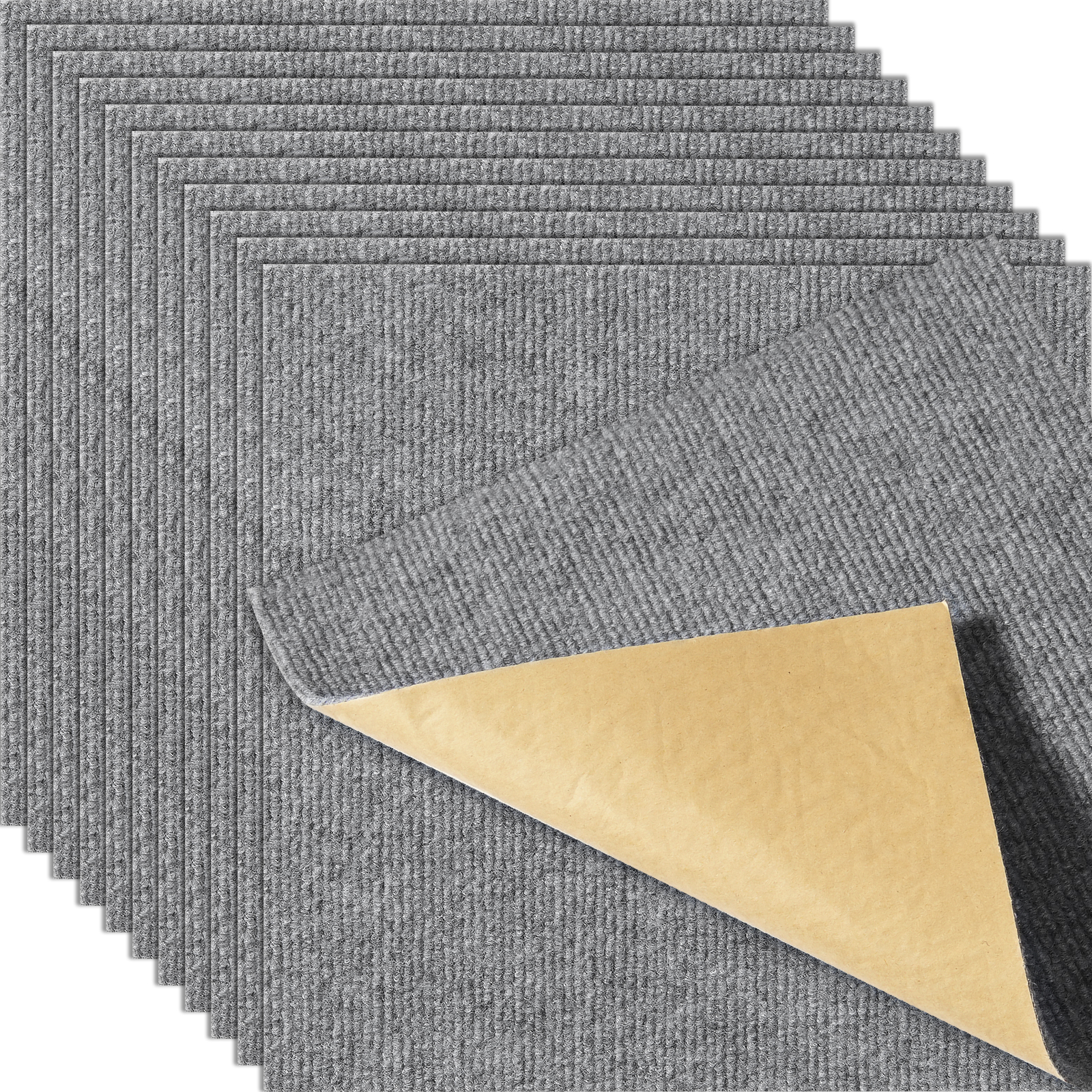 VEVOR 12/10/9/15pcs Peel and Stick Carpet Tile Self Adhesive Floor 12x 12”