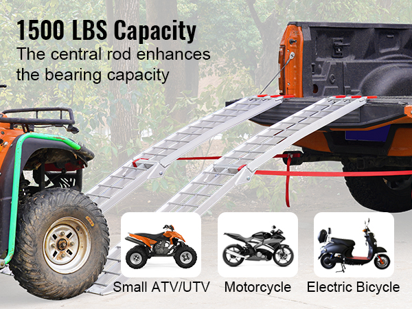 Rampa de motocicleta para caja de camión, rampa de bicicleta de cross para  camión, rampas de carga plegables de 1500 libras de capacidad, rampas de