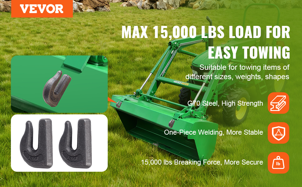 thumbnail image 2 of 4-Pack Weld-On Grab Tow Hooks - Forged Steel G70, 3/8", 6600 Lbs Capacity | Rural Mart 2 of 6
