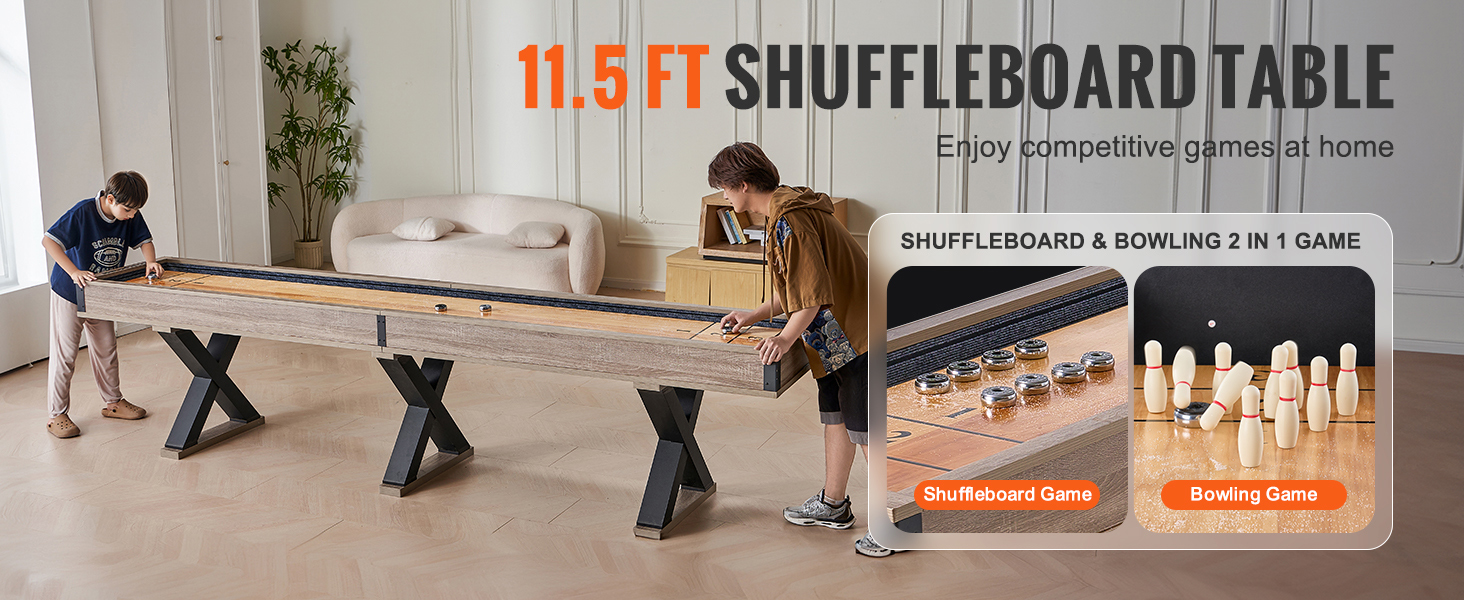Table De Jeu Géante Shuffleboard / Palets Et Quilles - 348,5 Cm - Neuf En MDF - Parfait Pour Le Garage Ou Salon