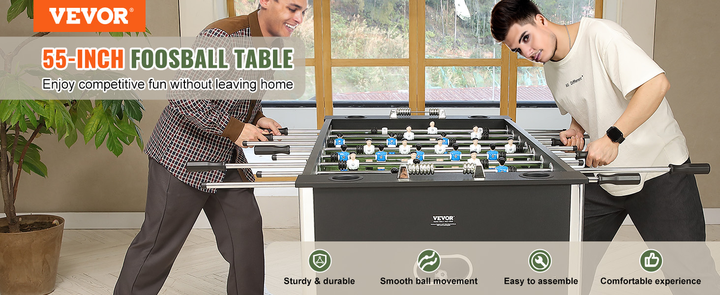 VEVOR Foosball Table, 55 Inch Standard Size Foosball Table, Indoor Full ...