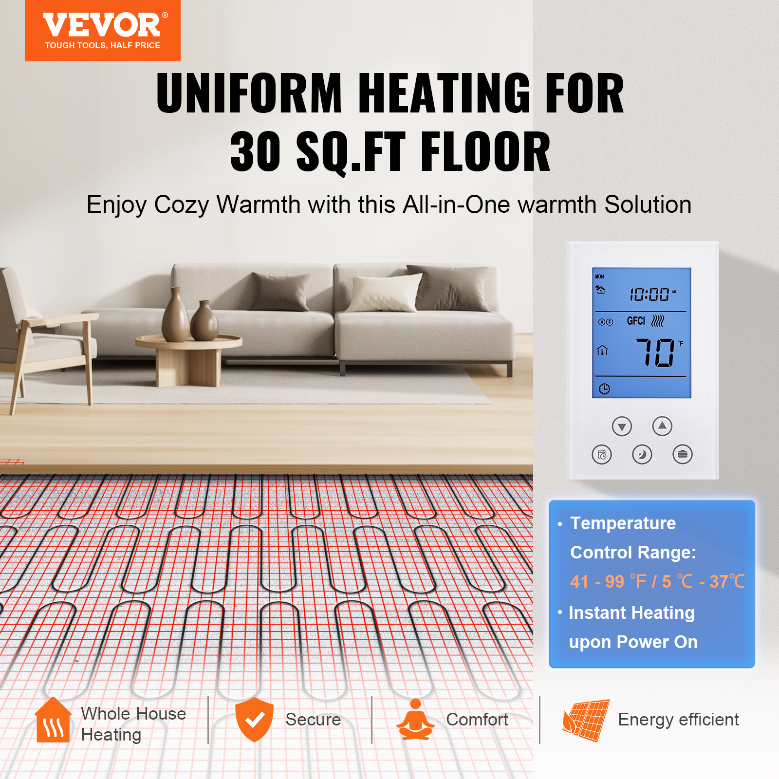 VEVOR 200pcs 4ft Omega Aluminum Radiant Floor Heat Transfer Plates for 1/2  PEX