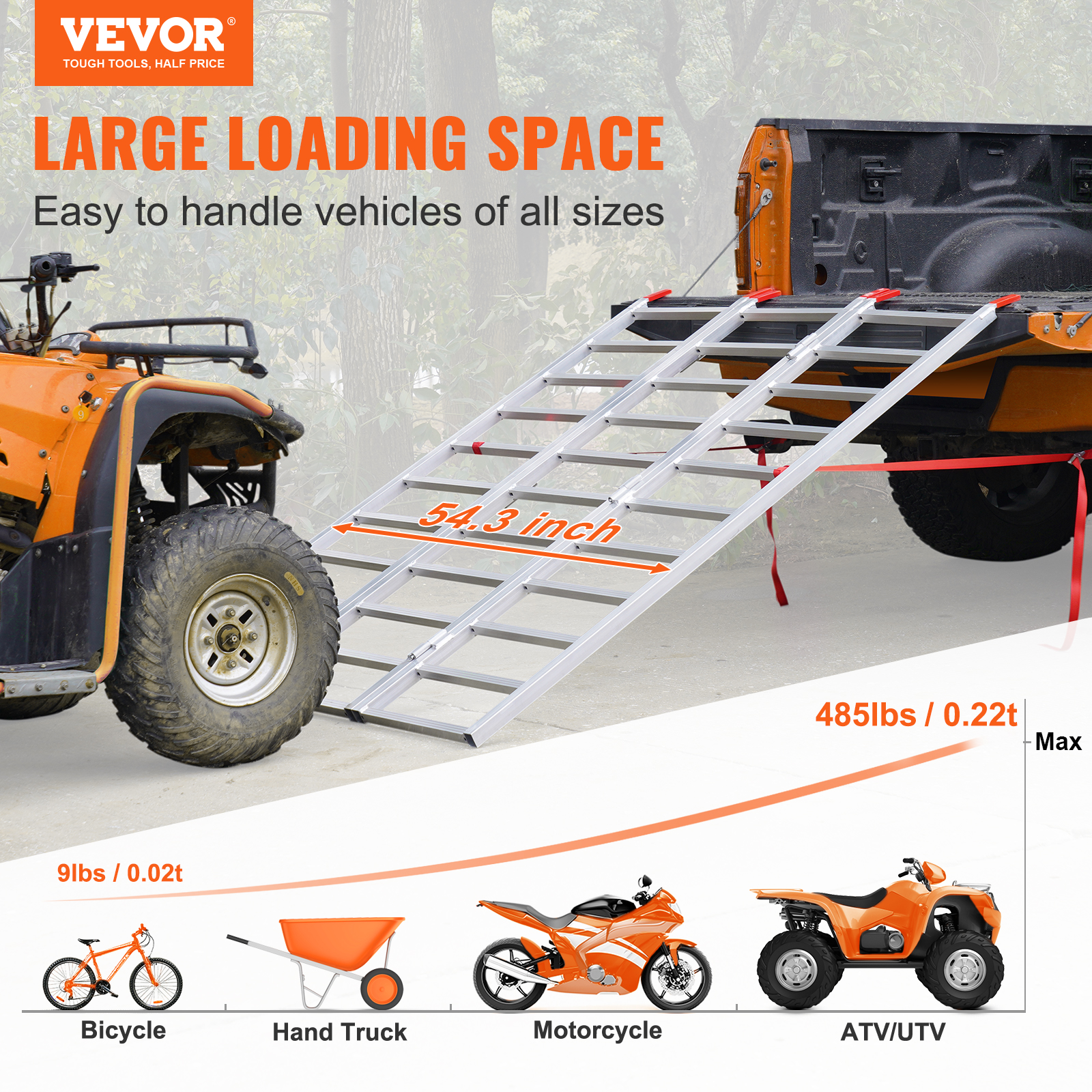 VEVOR TriFold Aluminum Loading Ramp 1500 lbs 77" x 54" for Tractors ATVs UTVs 840281575565 eBay