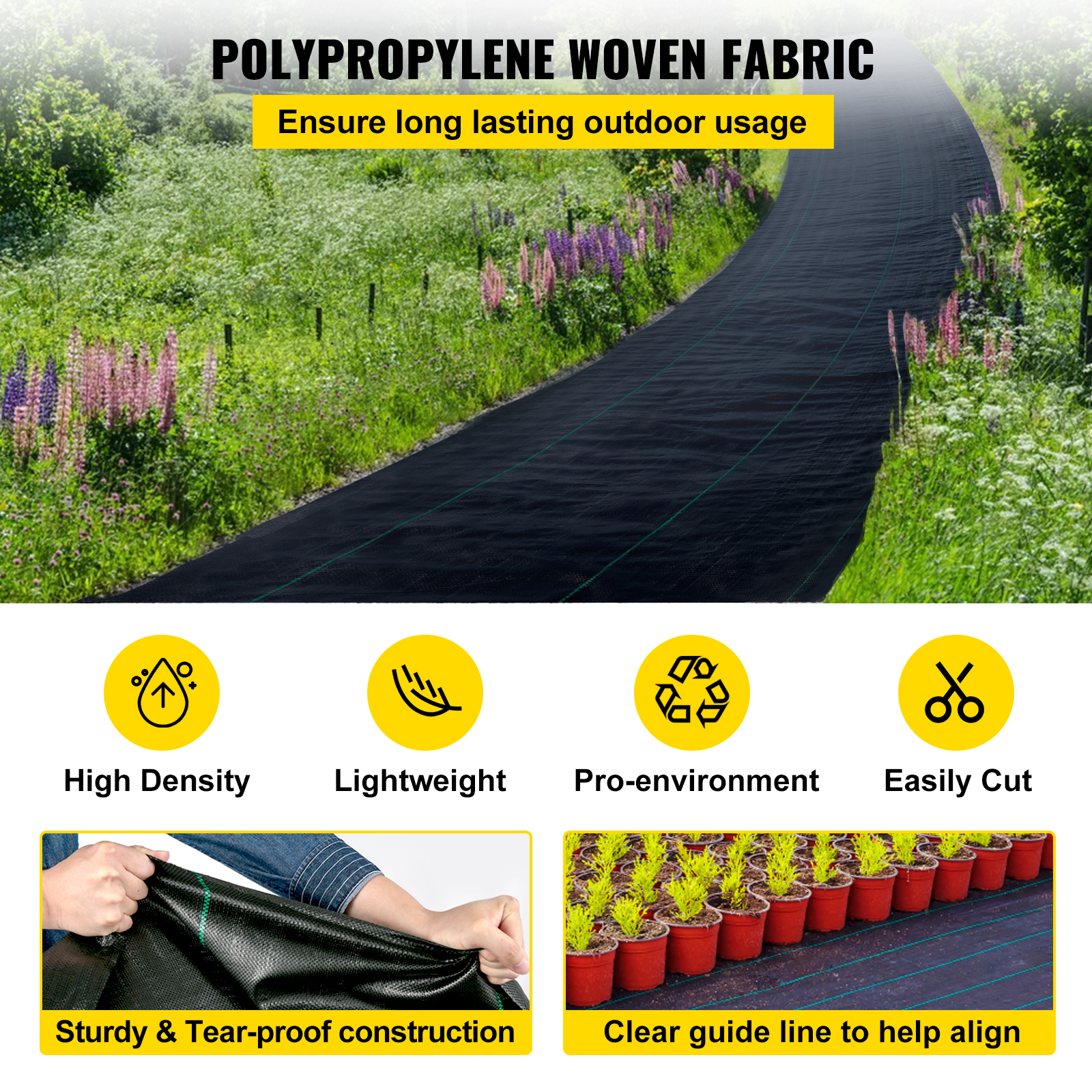 Woven Ground Cover Landscape Fabric Heavy PP Weed Barrier Garden Mat - Picture 39 of 95