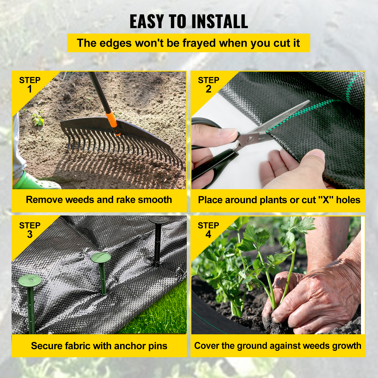 6x300 3x300 Weed Barrier Fabric Woven Ground Weed Cover 3.2 OZ Landscape - Picture 7 of 110
