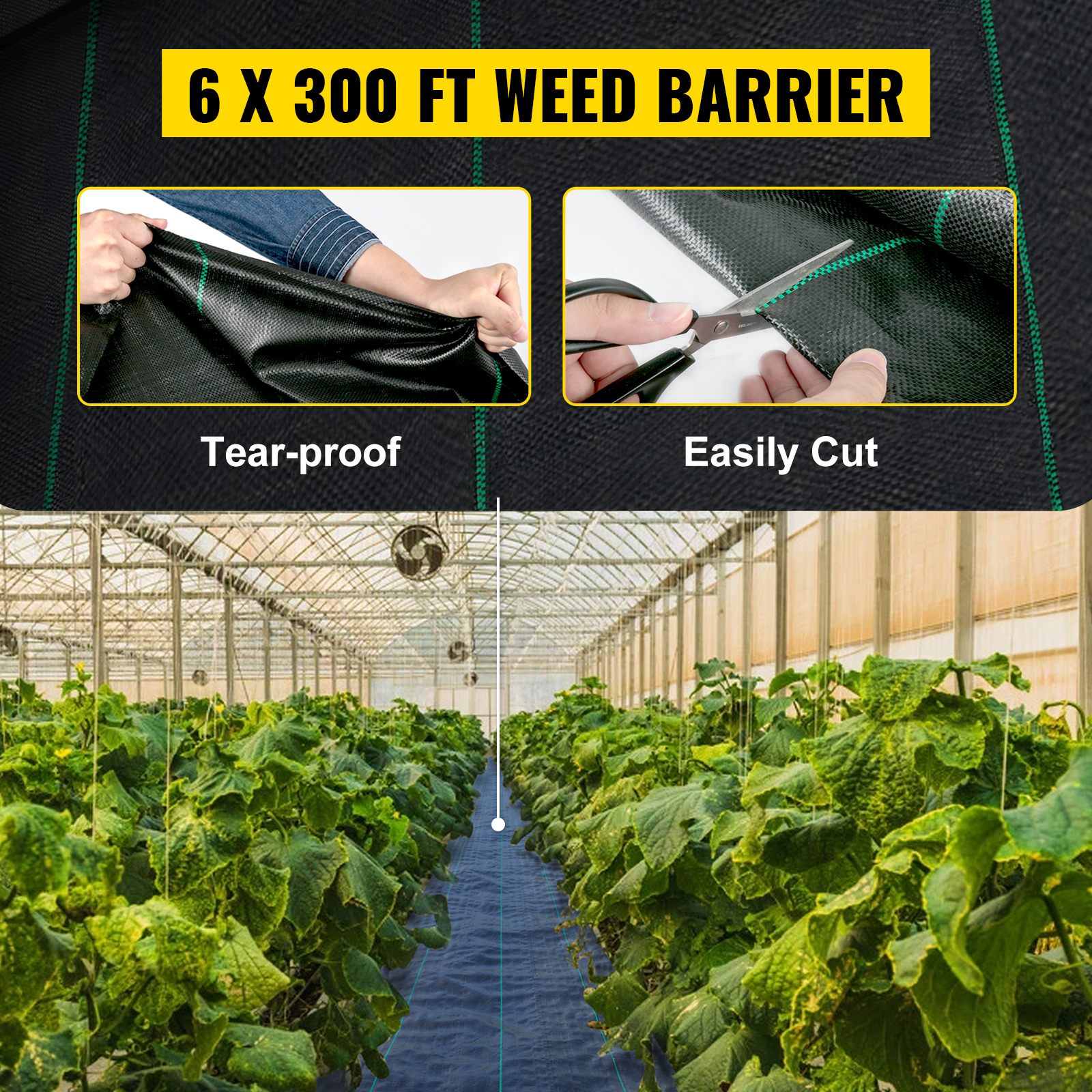 3/4/6.5FT×300FT Landscape Weed Barrier Fabric Weed Blocker Fabric Heavy Duty US 
