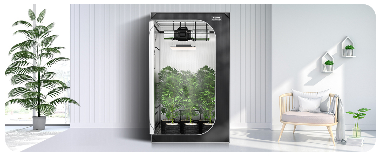 VEVOR 4x4 Grow Tent, 48'' x 48'' x 80'', High Reflective 2000D Mylar  Hydroponic Growing Tent with Observation Window, Tool Bag and Floor Tray  for Indoor Plants Growing VEVOR CA